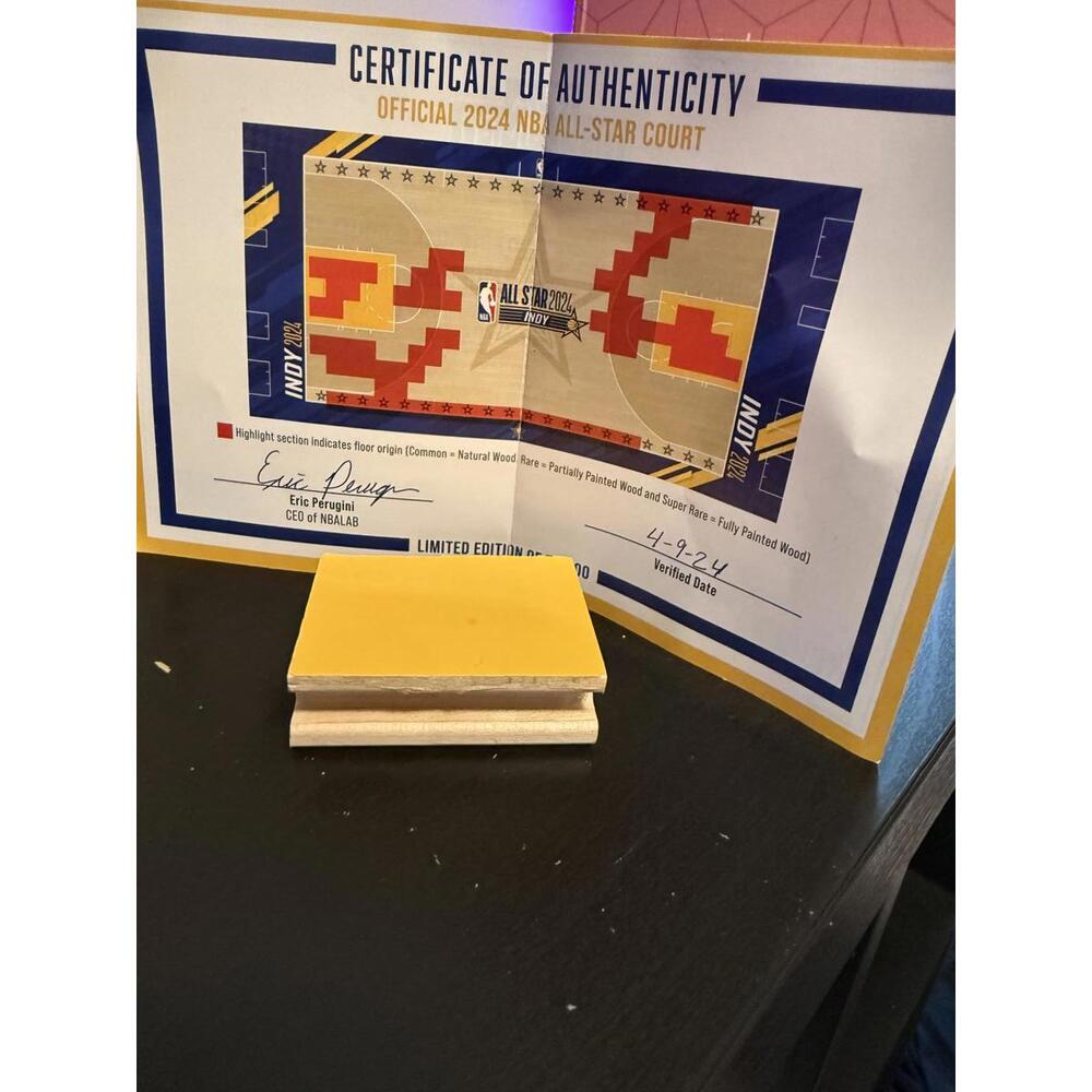 NBA Reclaimed 2024 All Star Game Used Court Wood Block COA Indy Super Rare